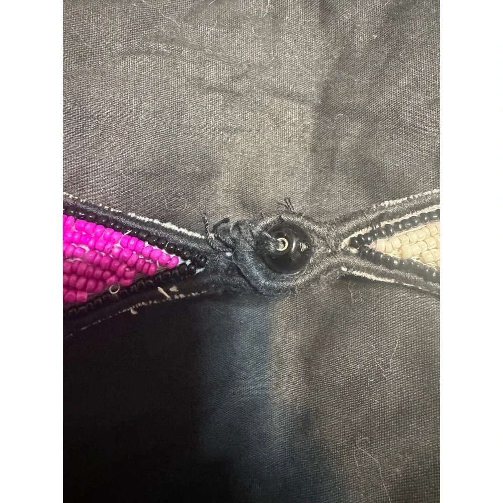 Vintage Beaded Triangle Scarf Necklace Abstract Pop Art Bandana Statement Pink